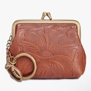 Patricia Nash Tan Leather Floral Pouch